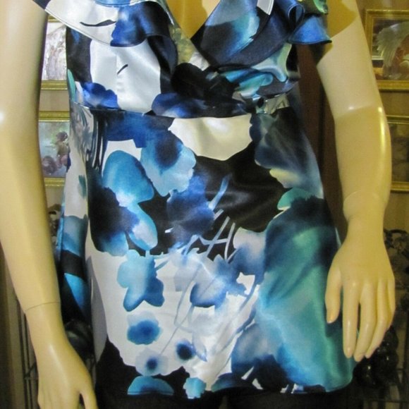 Willi Smith Black & Blue Blouse size M - Picture 5 of 8